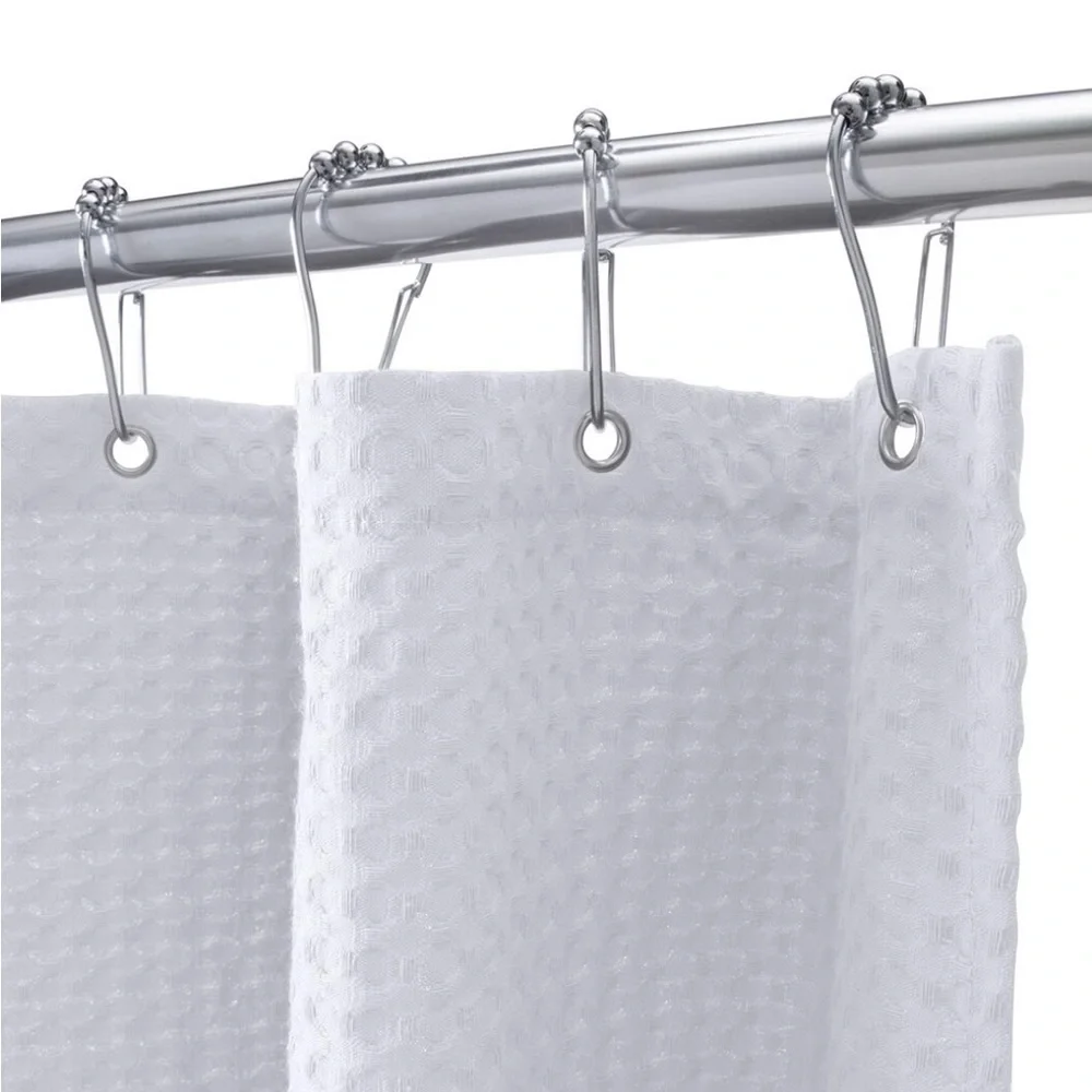 Moda at Home Belgian Waffle 3pc Shower Curtain White
